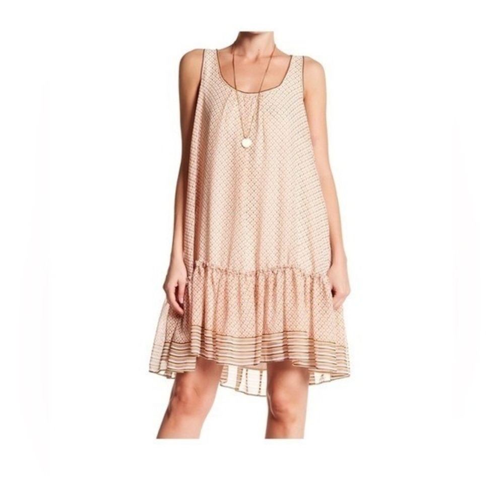 Max Studio Women's Size S Sleeveless Ruffle Hem Aline Dress Geometric Print Boho